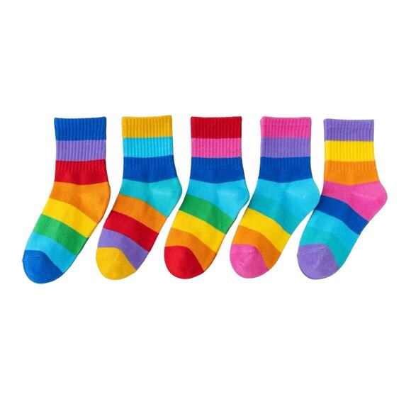 New lot of 5 girl’s rainbow socks size 1-3 years - Picture 1 of 8
